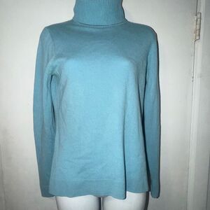 ANN TAYLOR Light Blue Cashmere Turtleneck Sweater-M